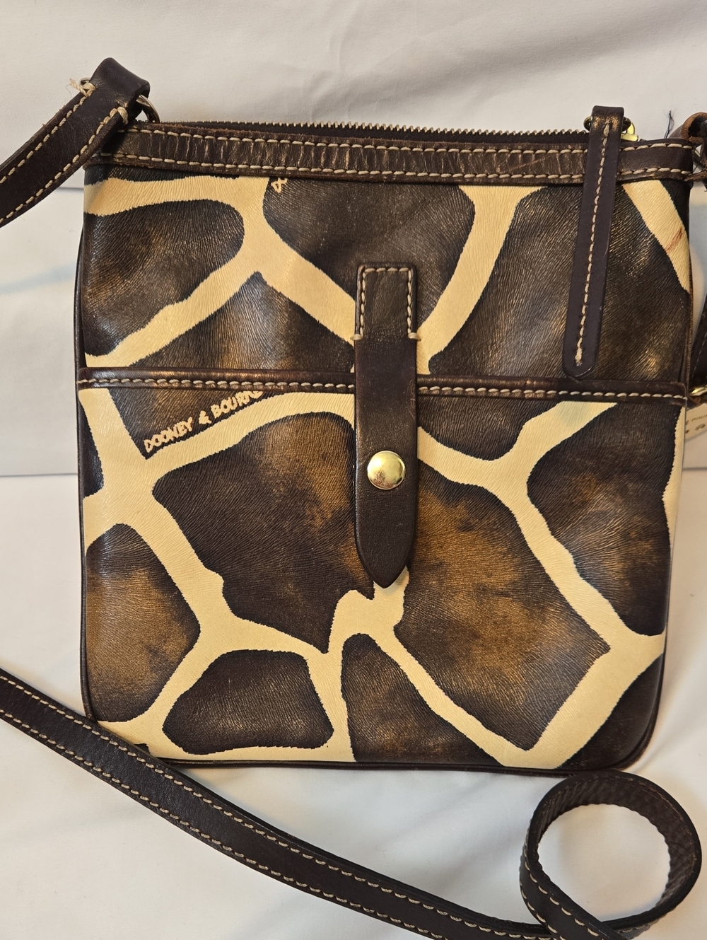Dooney & Bourke Brown and Cream Giraffe-Print Crossbody Bag - Picture 2 of 9